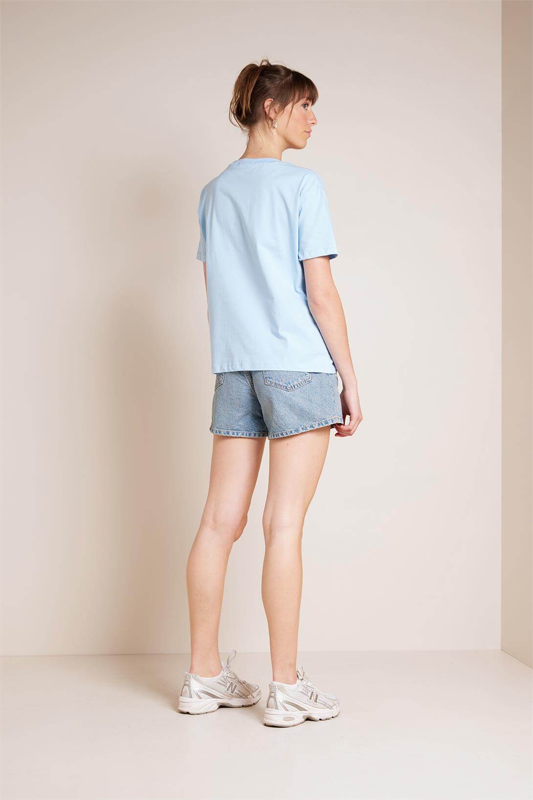 Nisan  ÖNÜ KALP İŞLEMELİ KISA KOLLU T-SHIRT BEBE MAVİ N25-2075