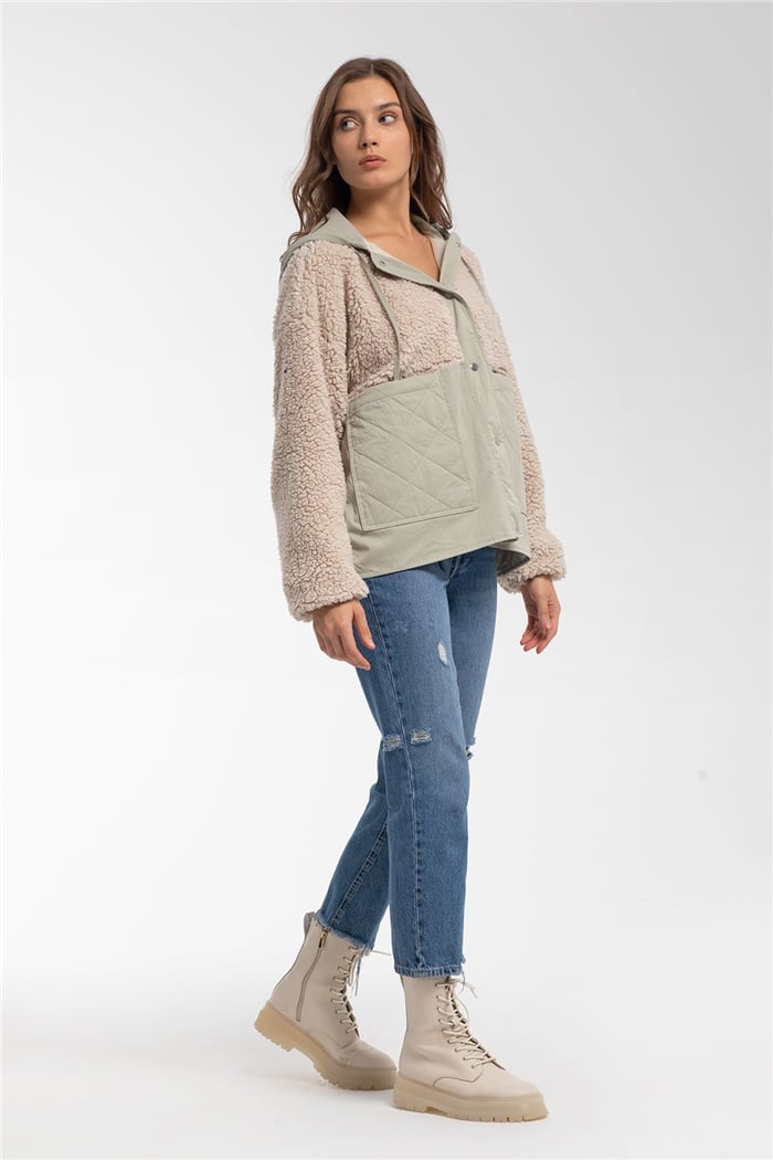 Nisan Peluş Mont  BEJ  N21-1233