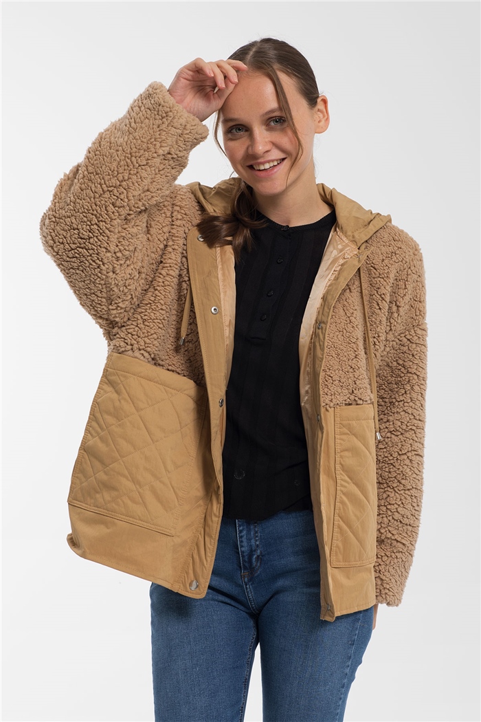 Nisan Peluş Mont  CAMEL  N21-1233