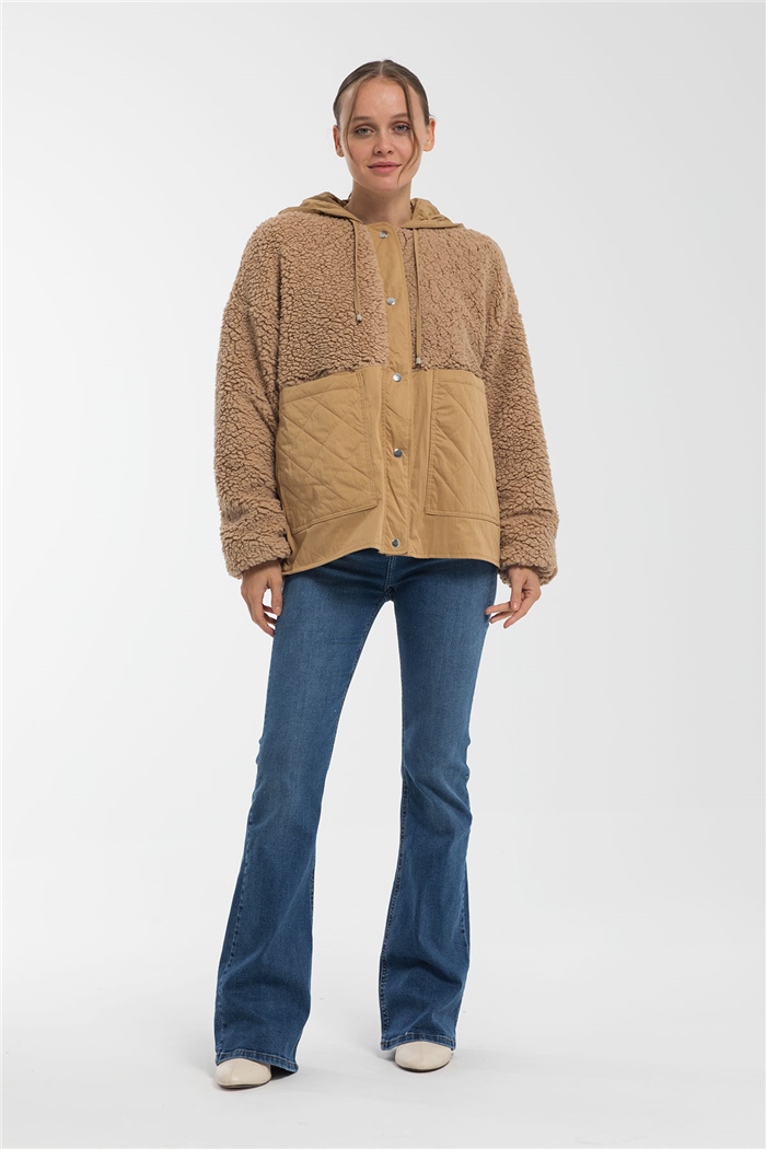 Nisan Peluş Mont  CAMEL  N21-1233