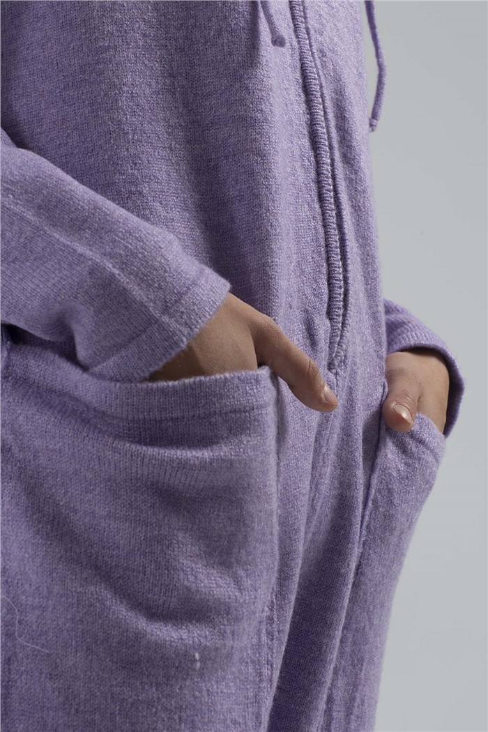 Nisan Reglan Kol Kapşonlu Triko Tulum  LİLA  TT2962-Z