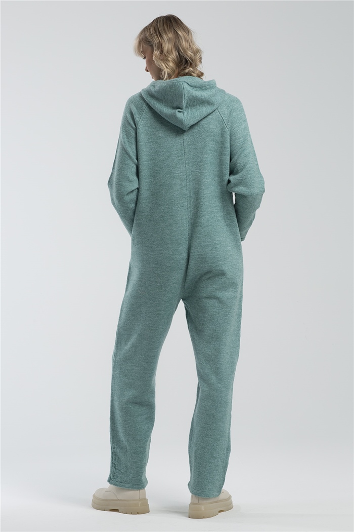 Nisan Reglan Kol Kapşonlu Triko Tulum  MİNT YEŞİLİ  TT2962-Z