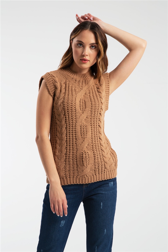 Nisan Saçörgü Triko Süveter  CAMEL  TT2889-Z