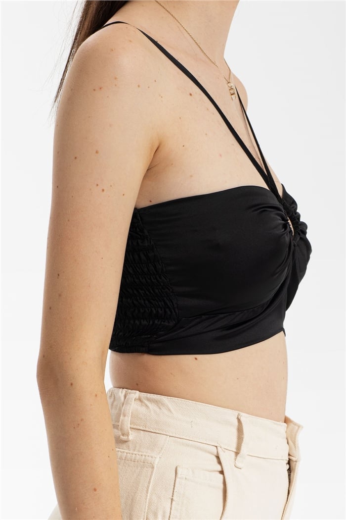 Nisan Saten Bluz  SİYAH  N21-1205
