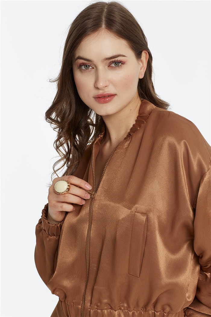 Nisan SATEN BOMBER CEKET  KAHVE  N22-1301