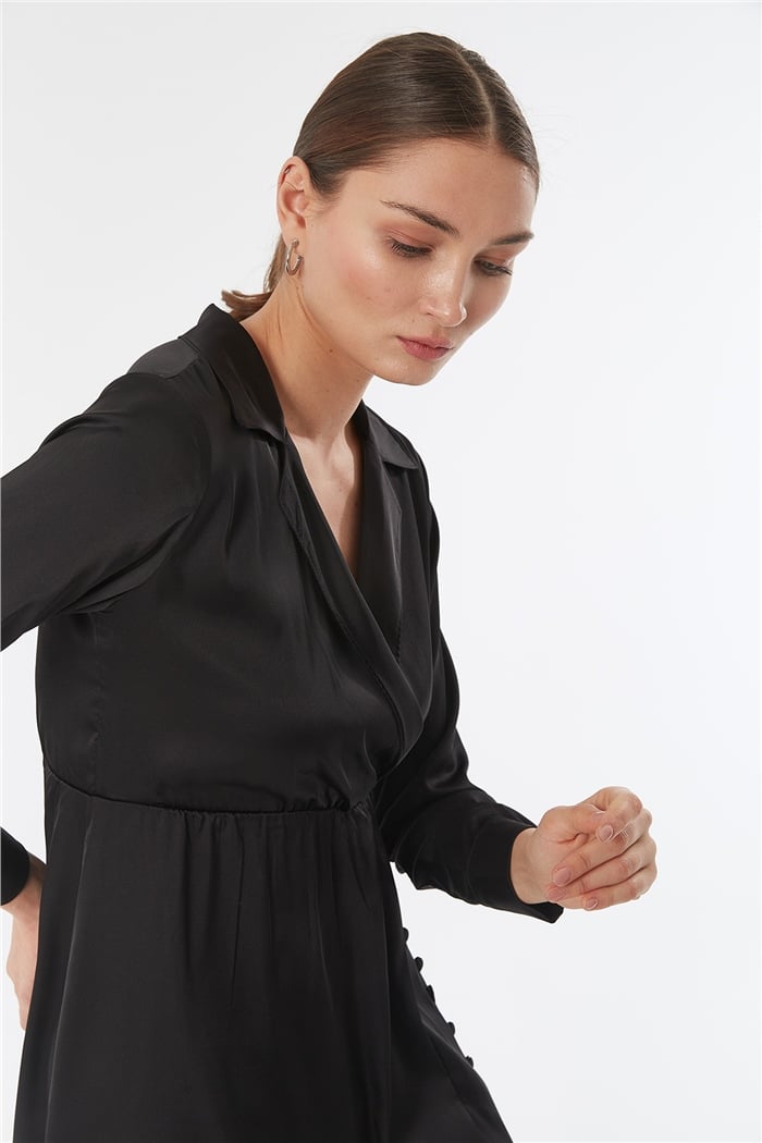 Nisan SATEN ELBİSE  SİYAH  N22-1304