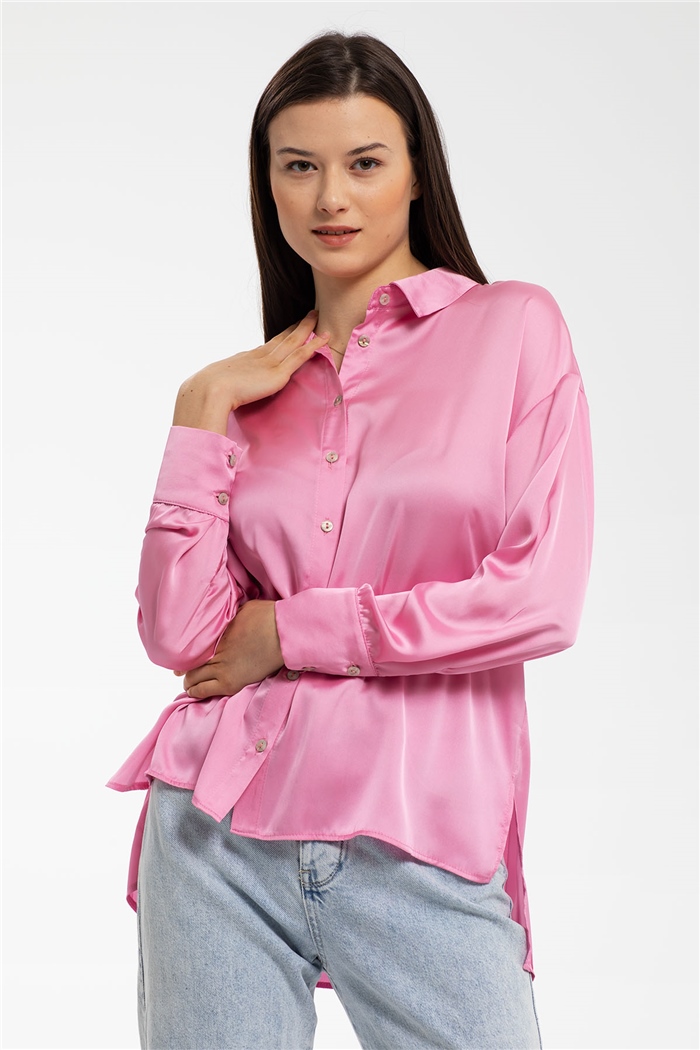 Nisan Saten Gömlek  PEMBE  N21-1206