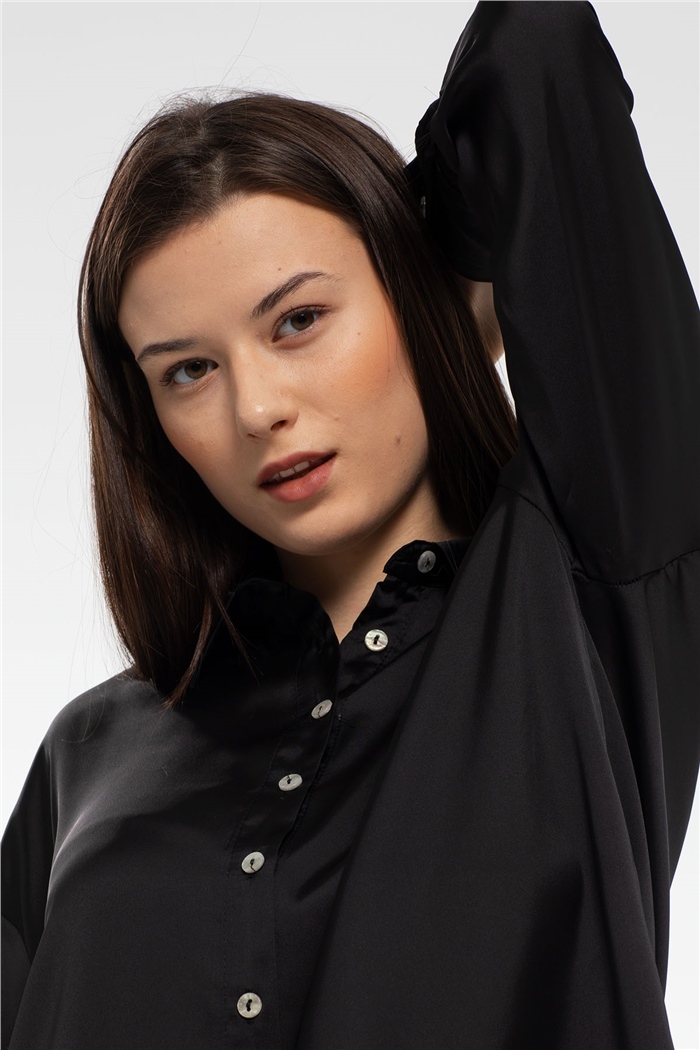 Nisan Saten Gömlek  SİYAH  N21-1206