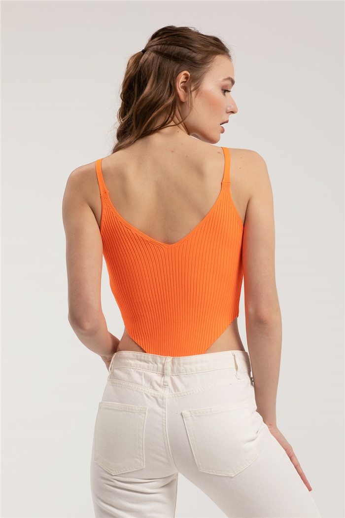 Nisan V Yaka Triko Zıbın  NEON ORANJ  TT3105-T