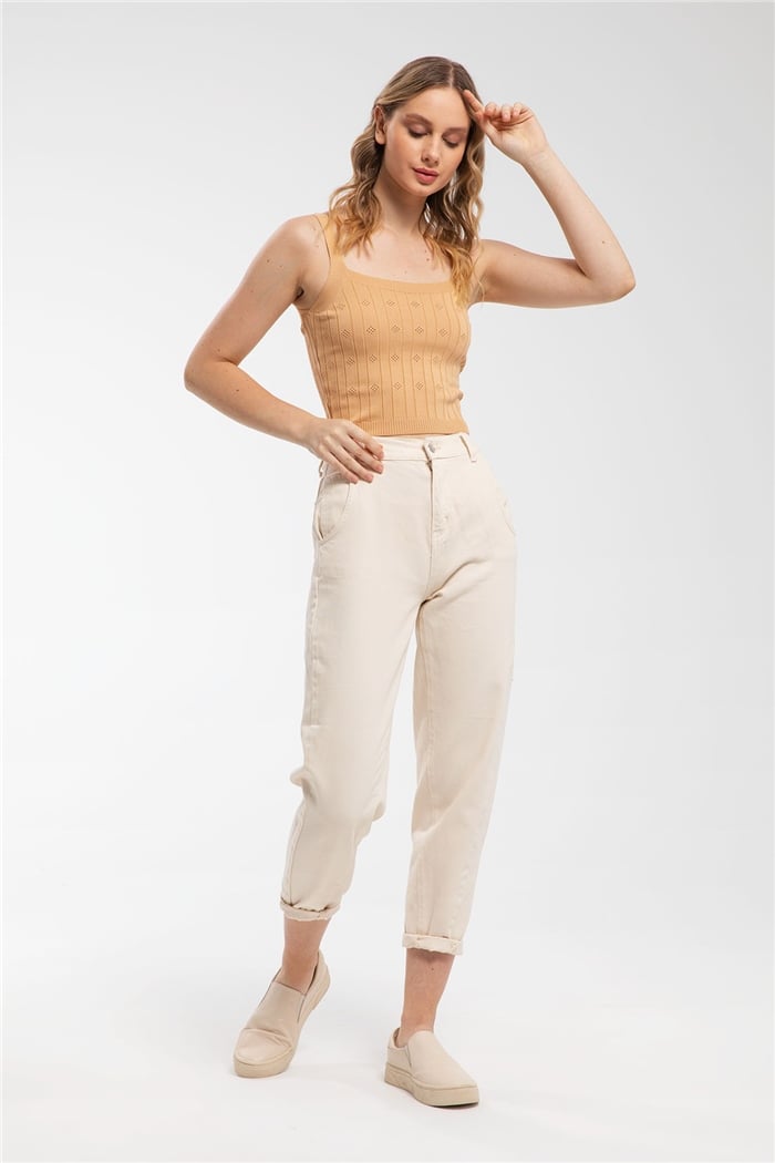 Avrile Ajurlu Kalın Fitilli Triko Atlet  CAMEL  A91795-S