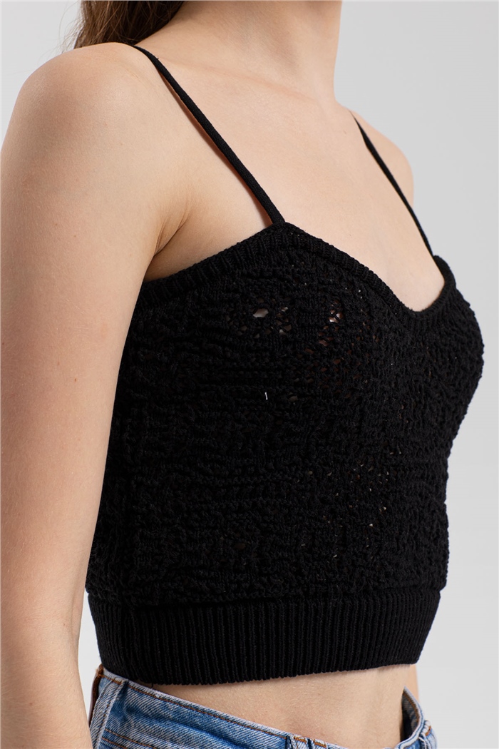 Avrile Ajurlu Triko Atlet  SİYAH  A91790-S