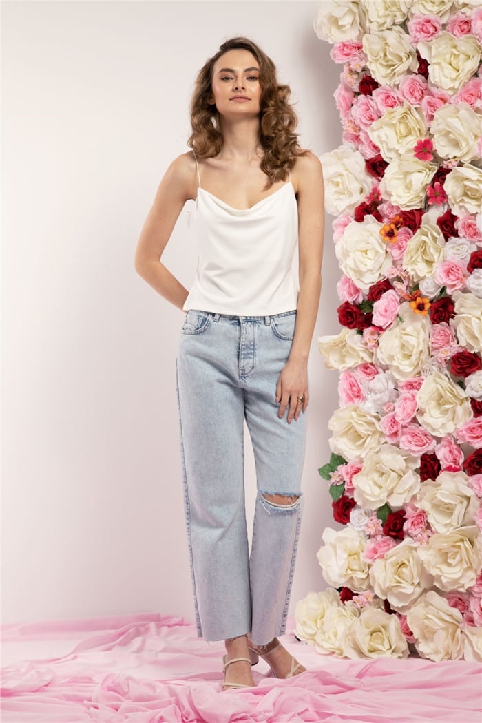 Avrile Askılı Bluz  BEYAZ  A21-10373