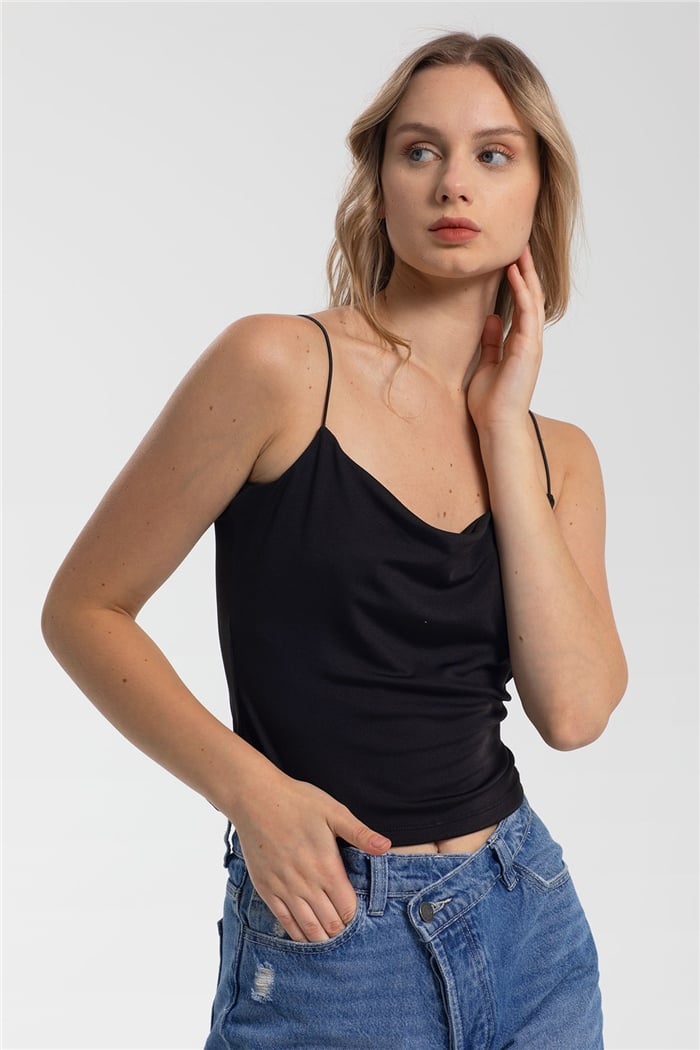 Avrile Askılı Bluz  SİYAH  A21-10373