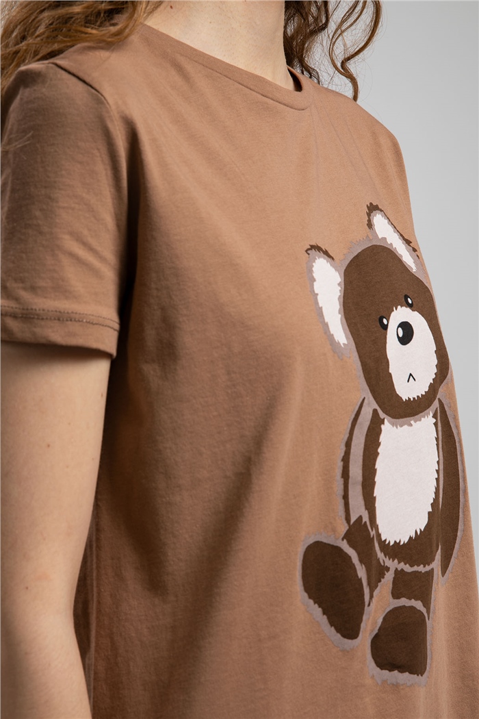 Avrile Ayıcık Baskılı T-Shirt  CAMEL  A21-10433