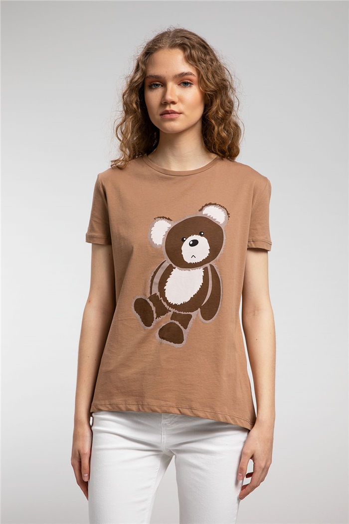 Avrile Ayıcık Baskılı T-Shirt  CAMEL  A21-10433