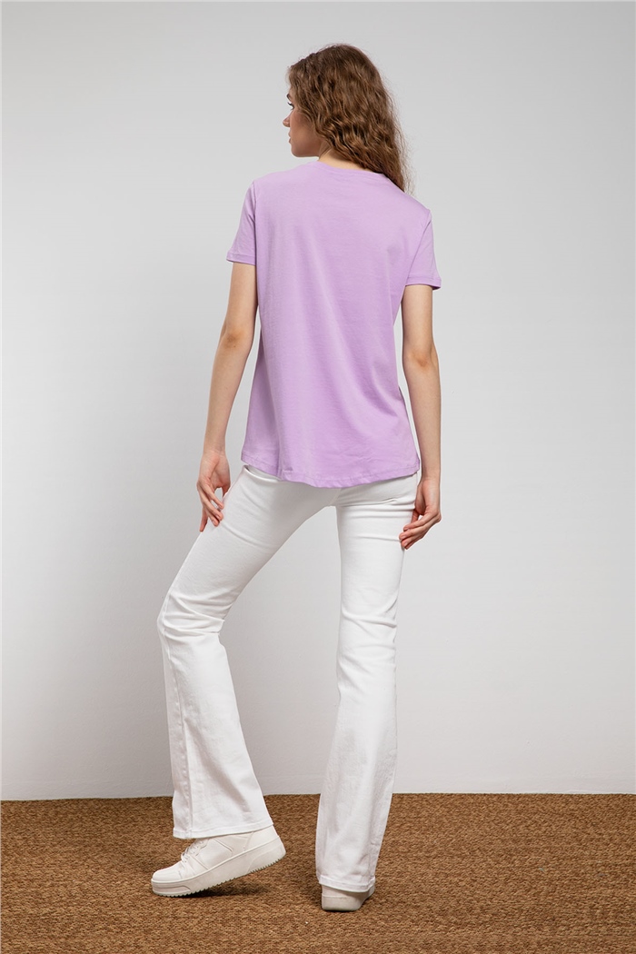Avrile Ayıcık Baskılı T-Shirt  LİLA  A21-10433