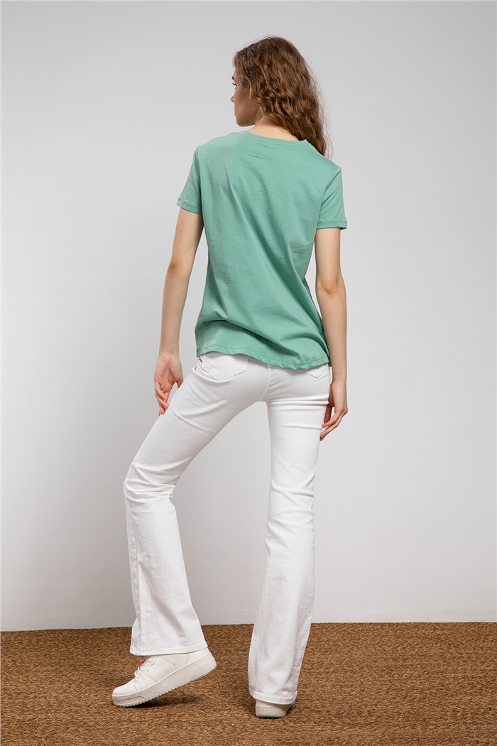 Avrile Ayıcık Baskılı T-Shirt  MİNT YEŞİLİ  A21-10433