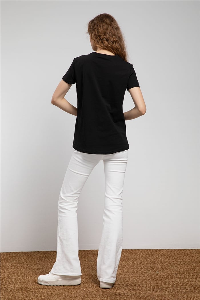 Avrile Ayıcık Baskılı T-Shirt  SİYAH  A21-10433