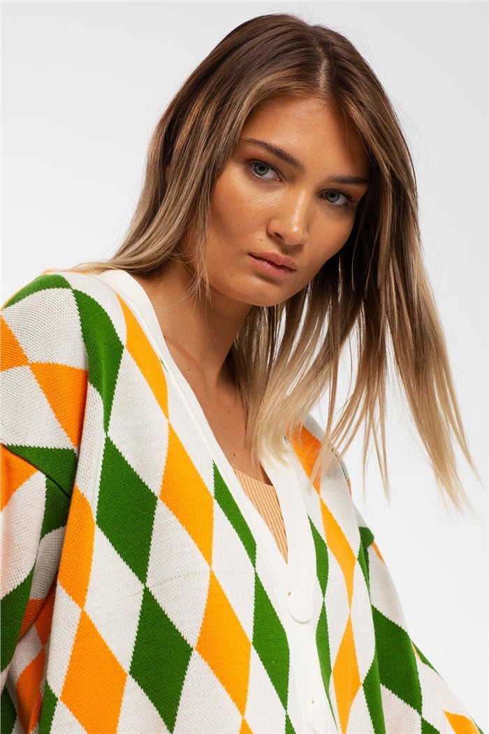 Avrile Baklava Desenli Triko Hırka  BEYAZ-BENETTON  A91824-S