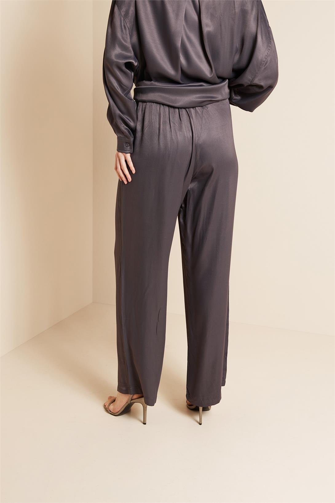Avrile  BELİ BAĞLAMALI SATEN PANTOLON ANTRASİT A25-10339