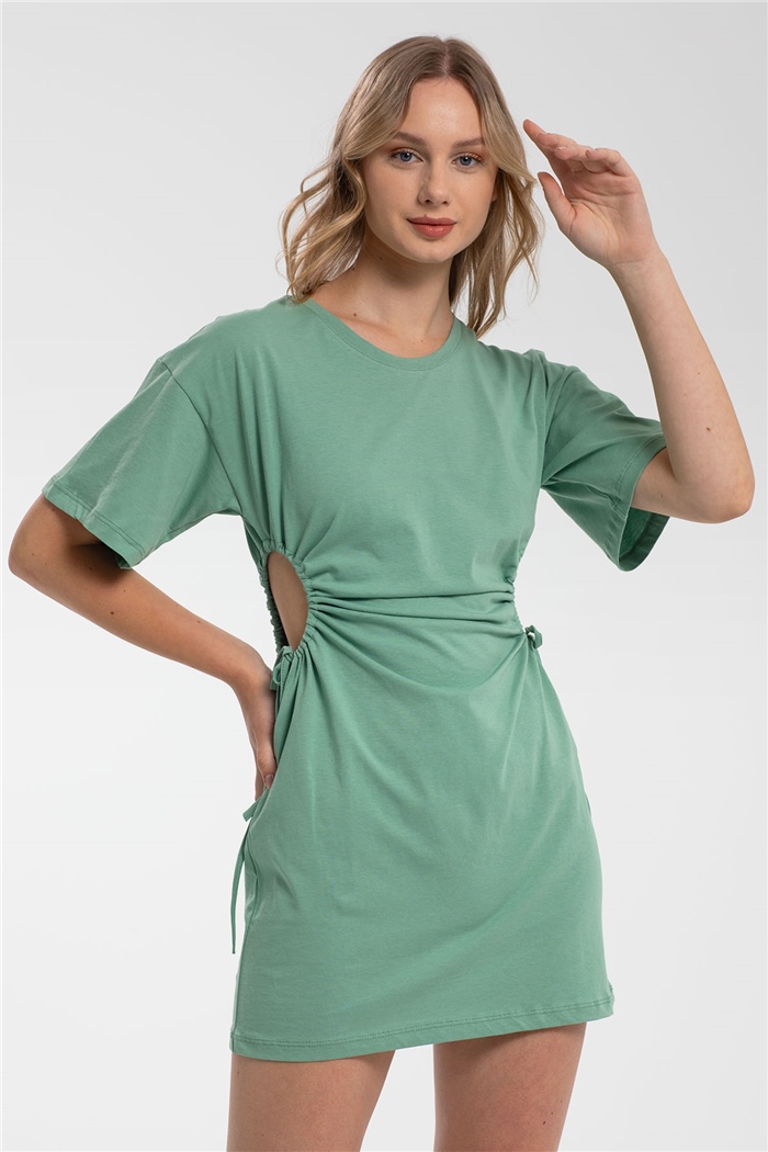 Avrile Beli Dekolteli Elbise  MİNT YEŞİLİ  A21-10479
