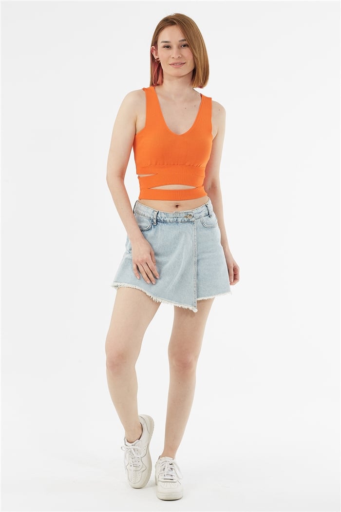Avrile Beli Dekolteli Triko Atlet  ORANJ  A91725-S