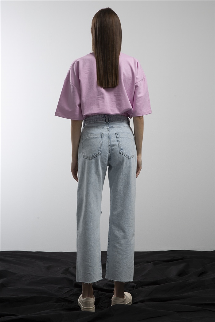 Avrile Beli Lastikli Cepli Crop Bluz  LİLA  A21-10356