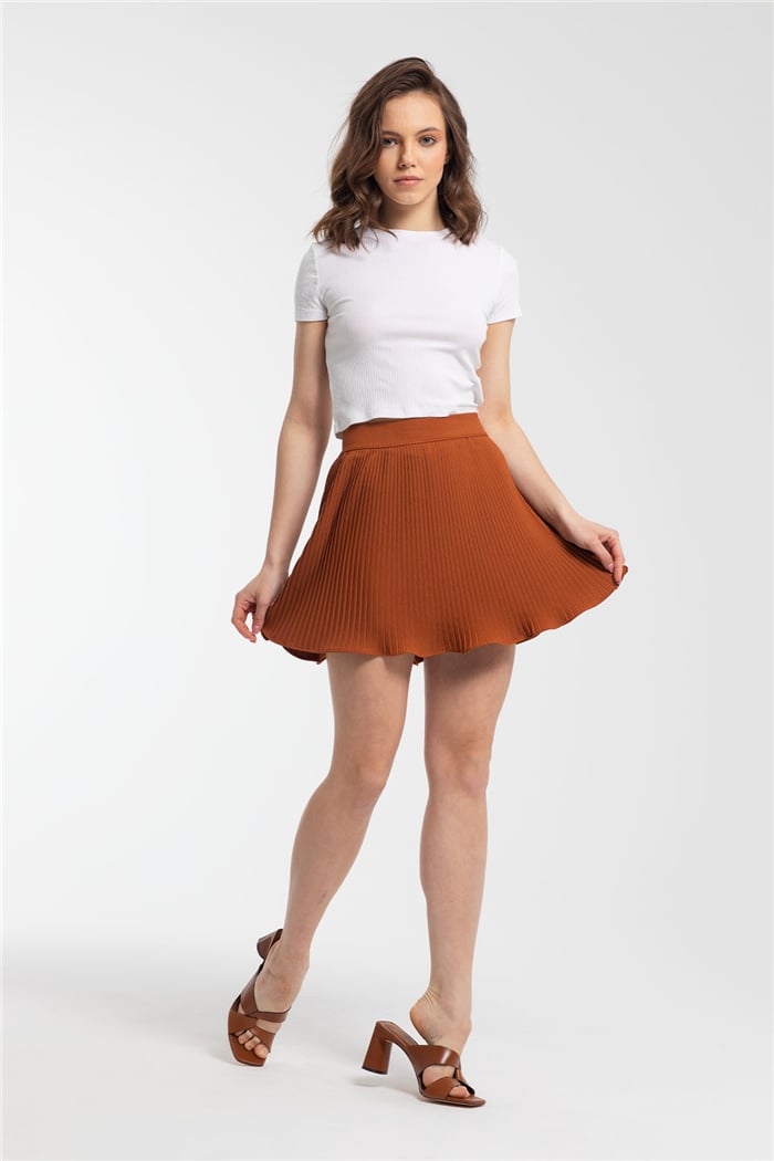 Avrile Beli Lastikli Etek  TABA  A21-10386