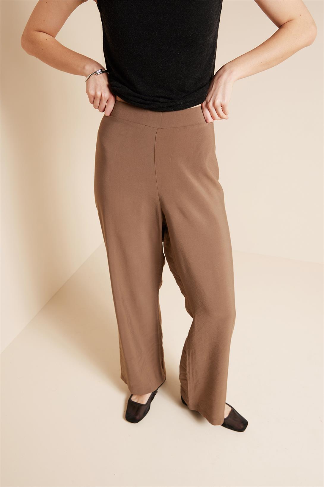 Avrile  BELİ LASTİKLİ PANTOLON KAHVE A25-10344