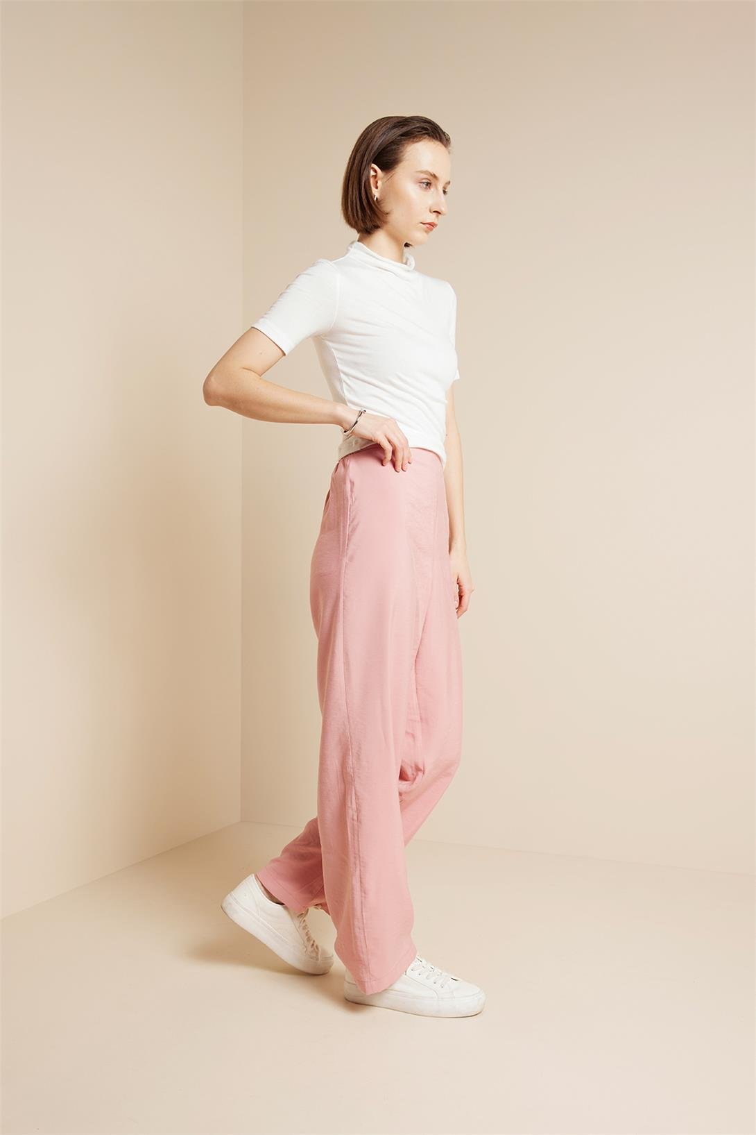 Avrile  BELİ LASTİKLİ PANTOLON ROSE A25-10344