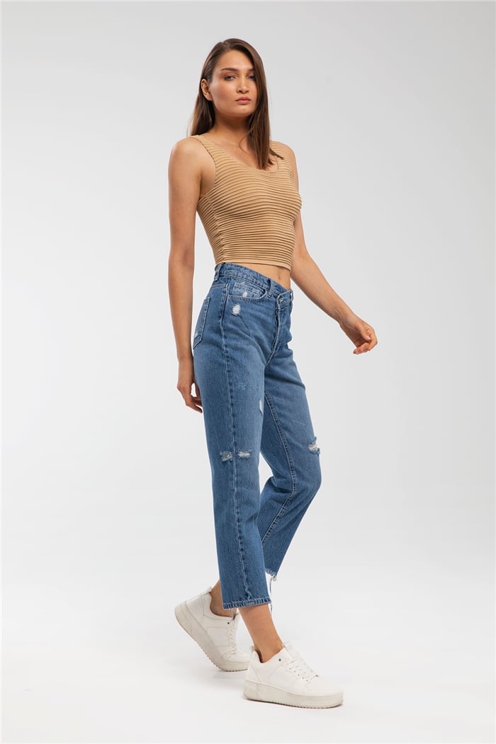 Avrile Biriktirme Örgülü Triko Atlet  CAMEL  A91663-S