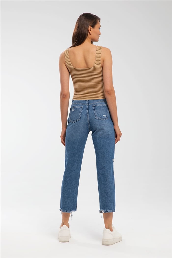 Avrile Biriktirme Örgülü Triko Atlet  CAMEL  A91663-S