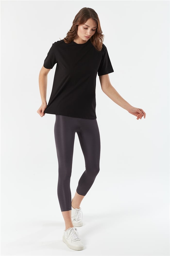 Avrile Bisiklet Yaka Basic T-shirt Kısa  SİYAH  A22-10528