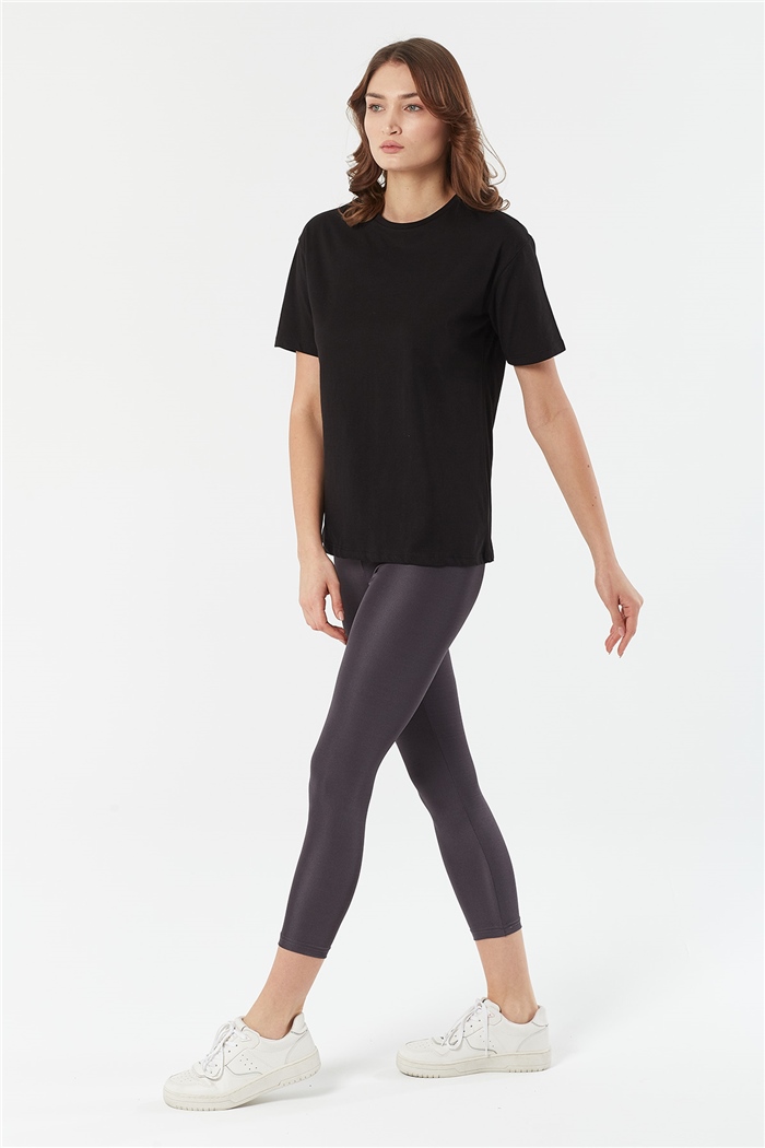 Avrile Bisiklet Yaka Basic T-shirt Kısa  SİYAH  A22-10528