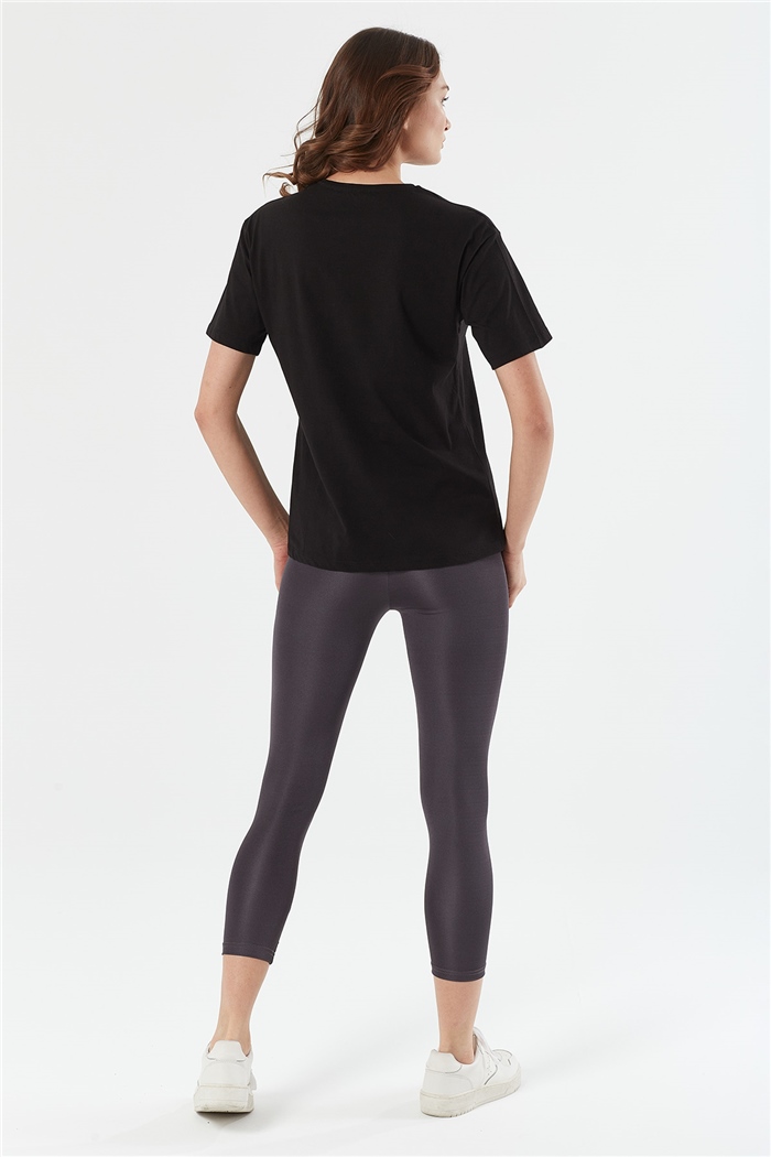 Avrile Bisiklet Yaka Basic T-shirt Kısa  SİYAH  A22-10528