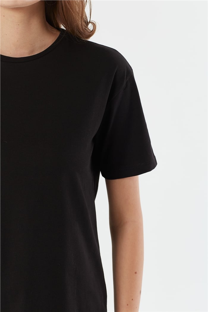 Avrile Bisiklet Yaka Basic T-shirt Kısa  SİYAH  A22-10528