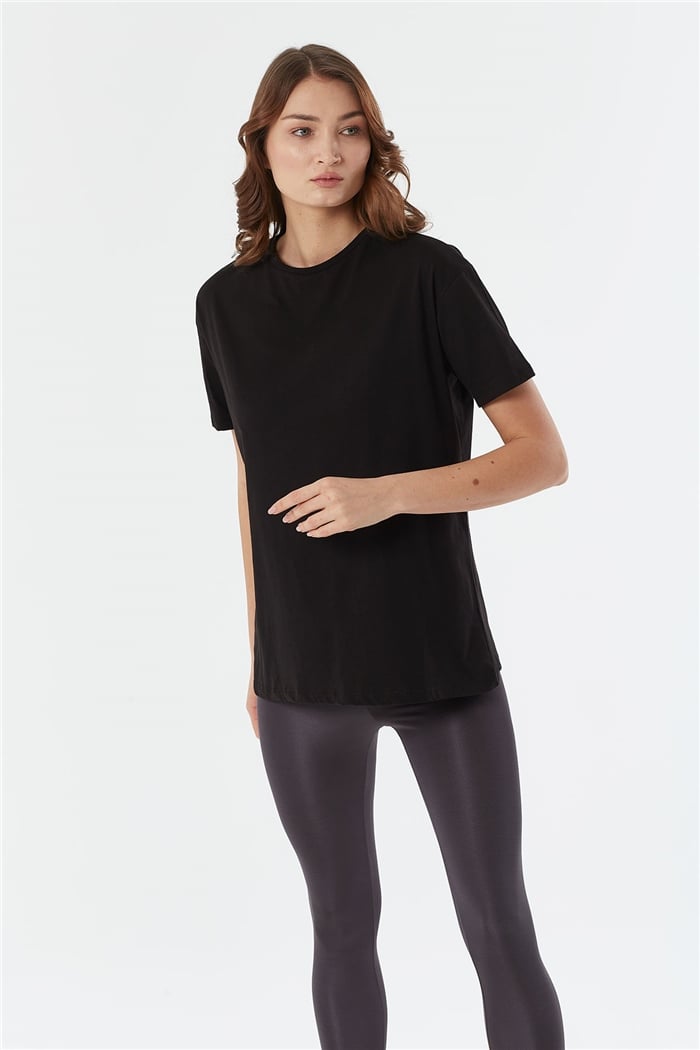 Avrile Bisiklet Yaka Basic Uzun T-shirt  SİYAH  A22-10531