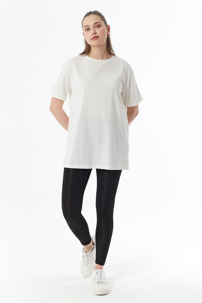 Avrile Bisiklet Yaka Basic Uzun T-shirt  EKRU  A22-10531