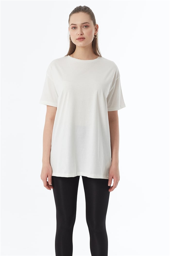 Avrile Bisiklet Yaka Basic Uzun T-shirt  EKRU  A22-10531