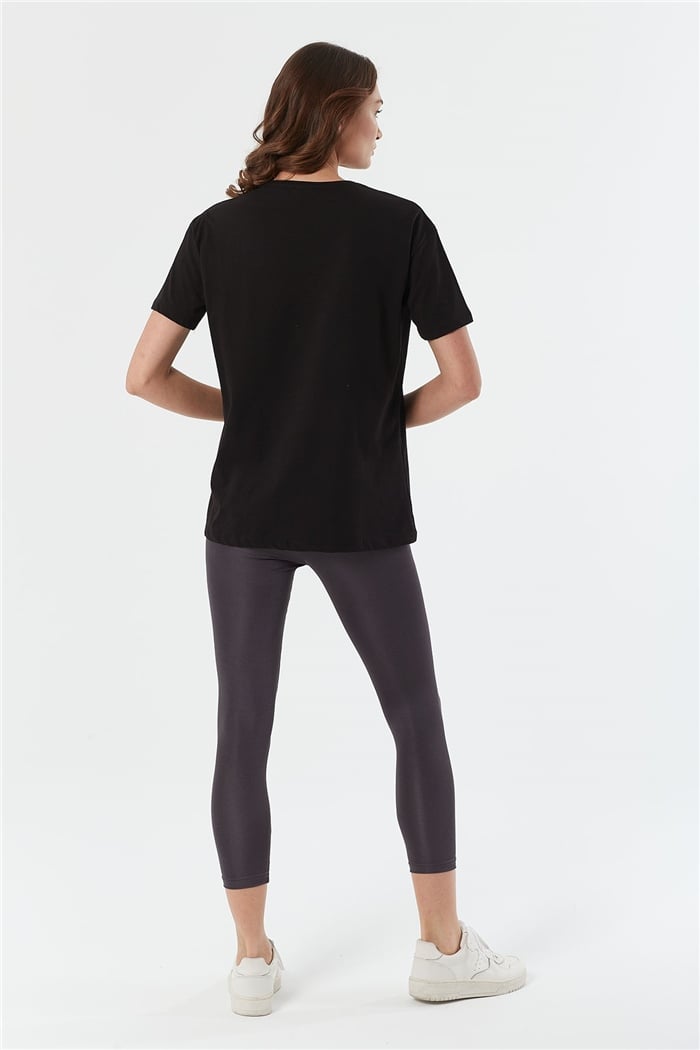 Avrile Bisiklet Yaka Basic Uzun T-shirt  SİYAH  A22-10531
