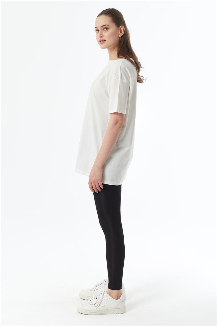 Avrile Bisiklet Yaka Basic Uzun T-shirt  EKRU  A22-10531