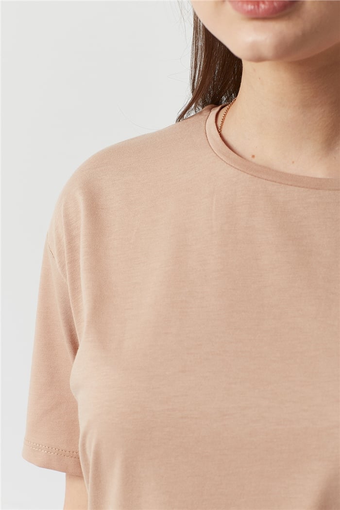Avrile Bisiklet Yaka Basic Uzun T-shirt  BEJ  A22-10531