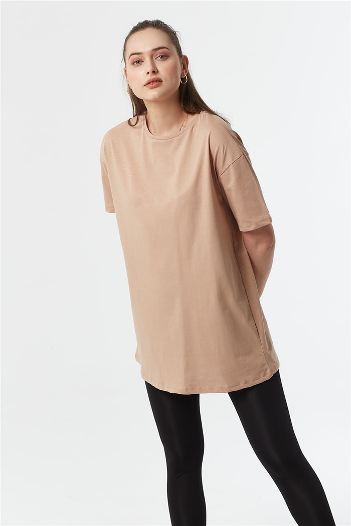 Avrile Bisiklet Yaka Basic Uzun T-shirt  BEJ  A22-10531