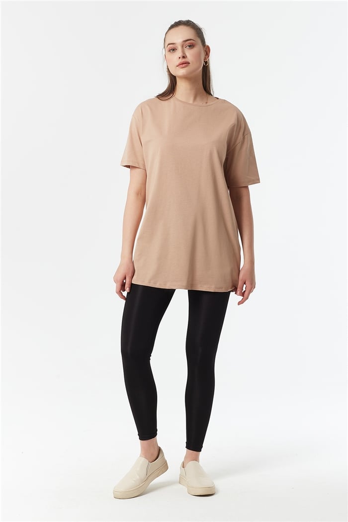 Avrile Bisiklet Yaka Basic Uzun T-shirt  BEJ  A22-10531