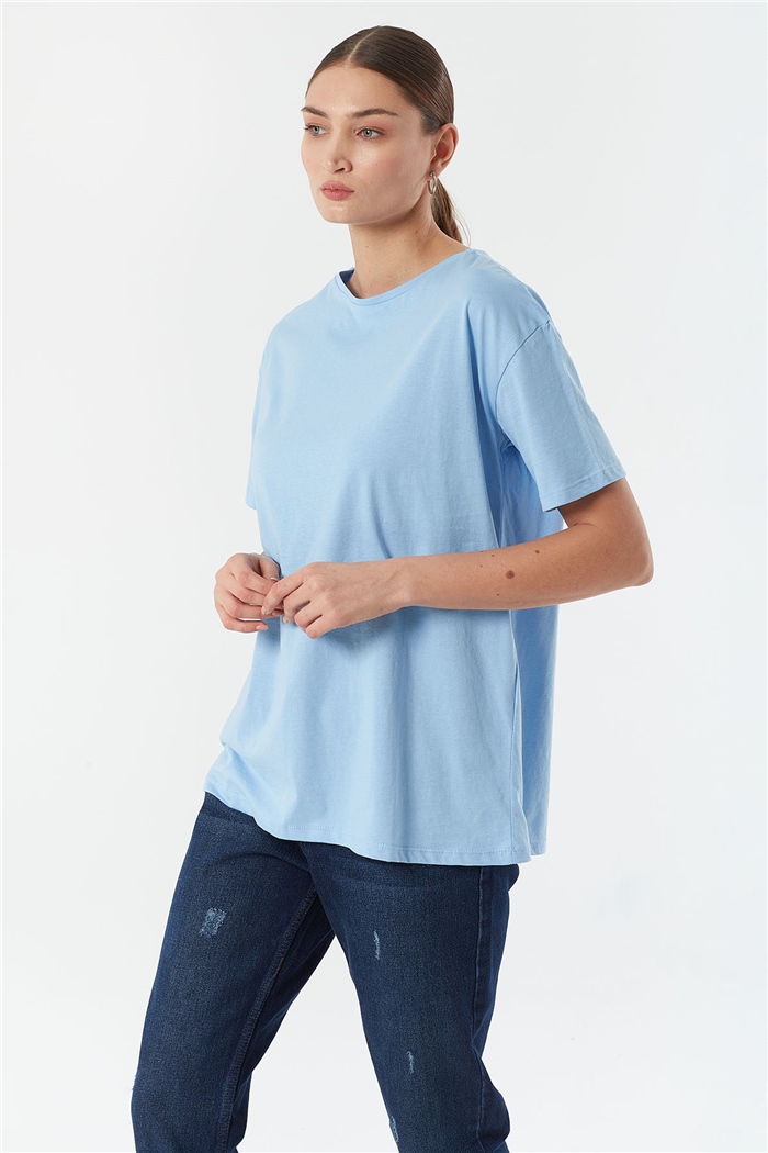 Avrile Bisiklet Yaka Basic Uzun T-shirt  BEBE MAVİ  A22-10531