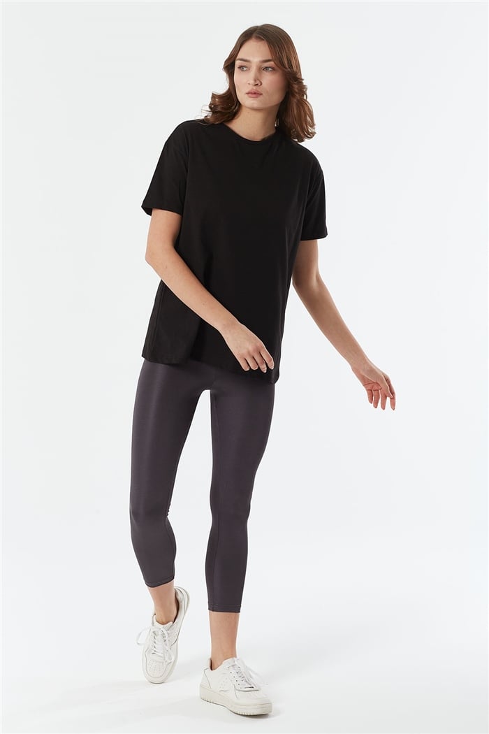 Avrile Bisiklet Yaka Basic Uzun T-shirt  SİYAH  A22-10531