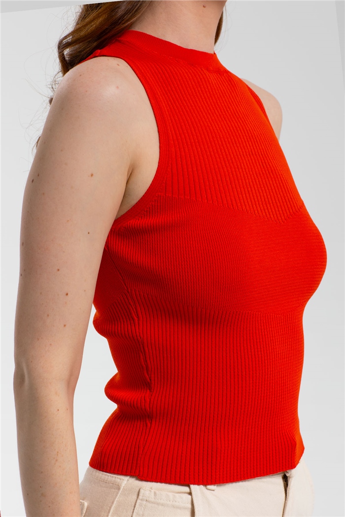 Avrile Bisiklet Yaka Fitilli Triko Atlet  ORANJ  A91665-S