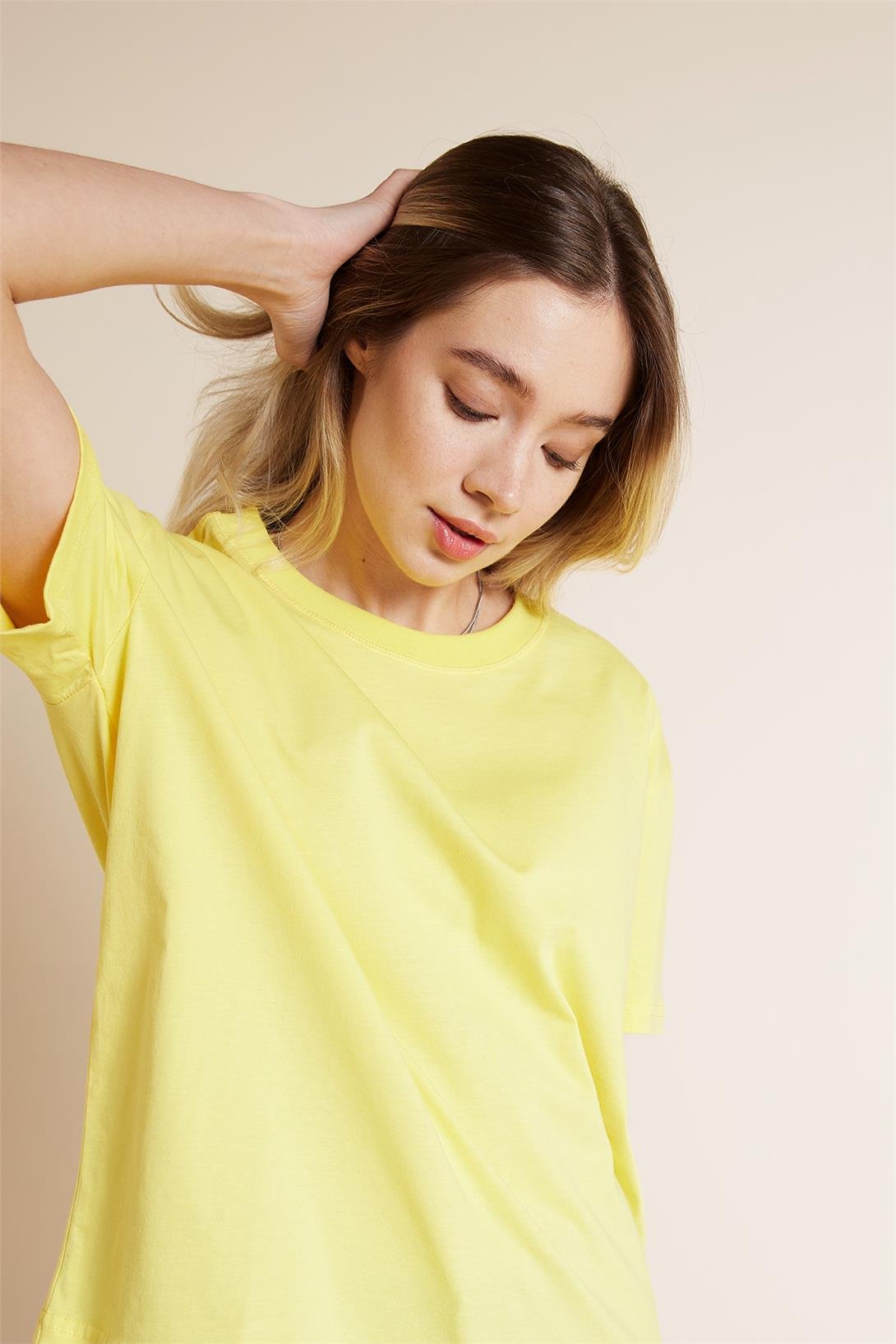 Avrile  BİSİKLET YAKA KISA KOLLU T-SHIRT SARI A25-10341