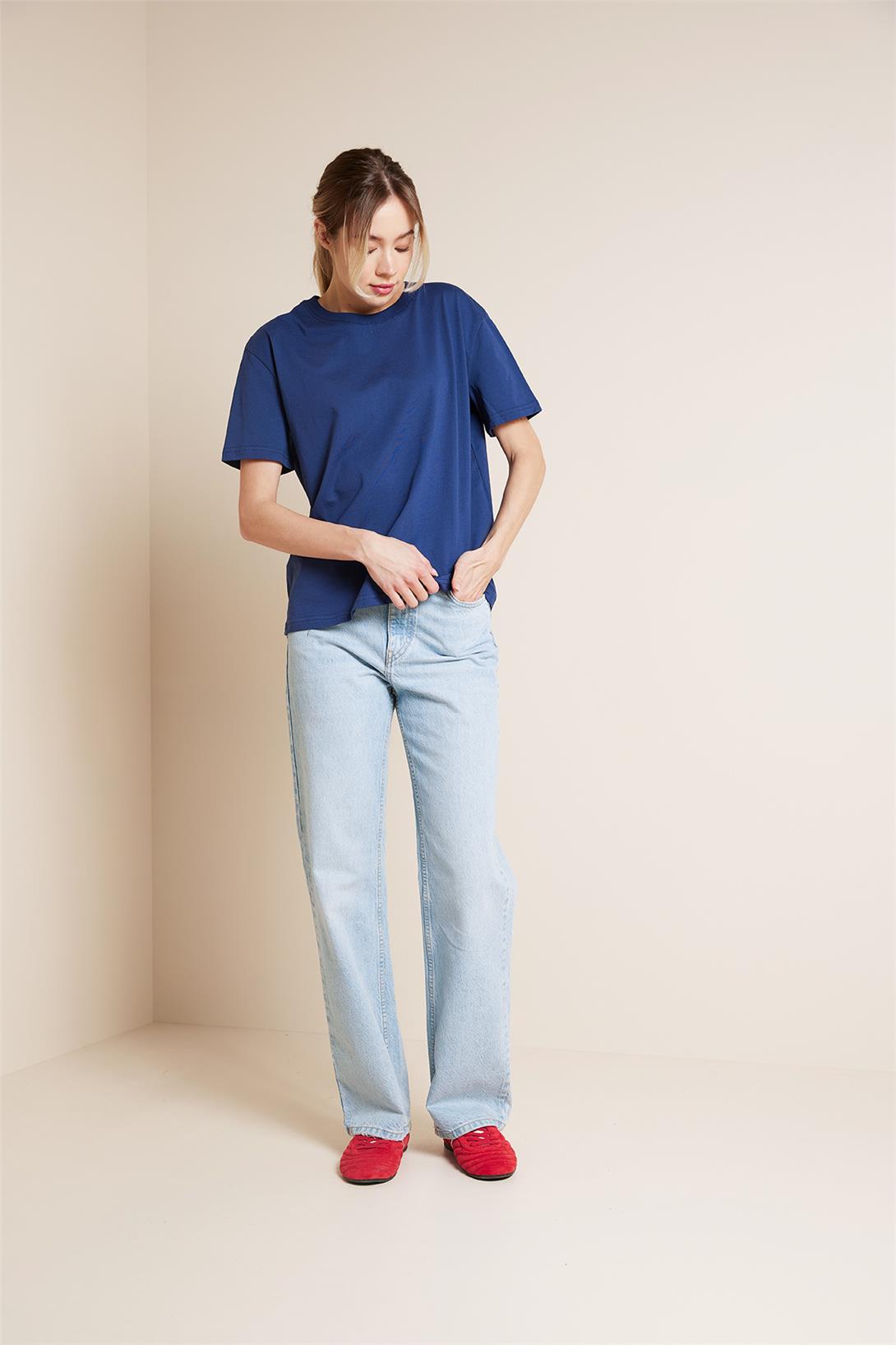 Avrile  BİSİKLET YAKA KISA KOLLU T-SHIRT İNDİGO A25-10341
