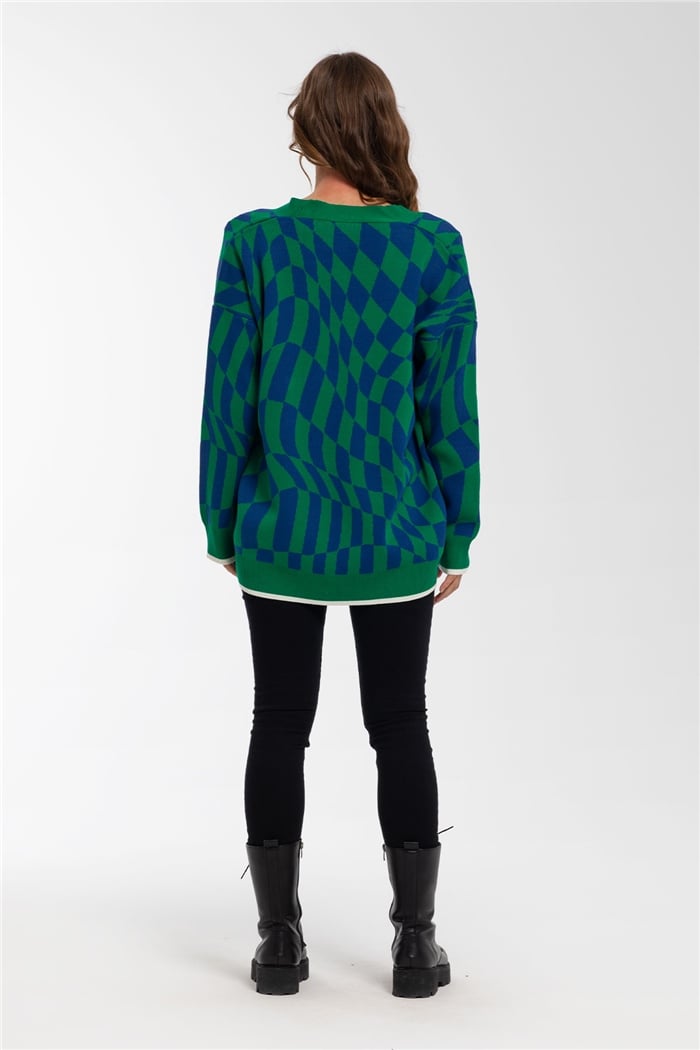 Avrile Çarpık Desenli Triko Hırka  BENETTON-SAKS  A91860-S